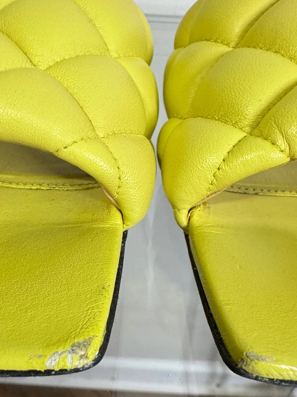Bottega Veneta Padded Flat Slides Pear Yellow Quilted Leather Sandal EU 37 US 7 - Picture 10 of 16